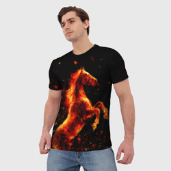 Мужская футболка 3D Пламенный конь - фото 2