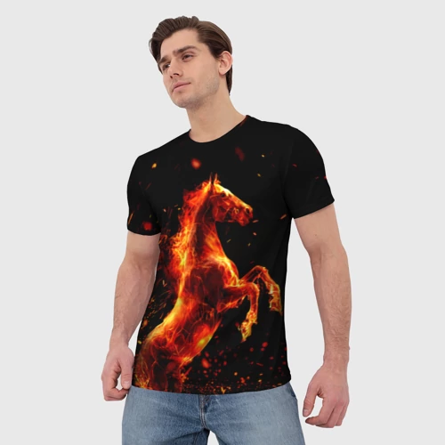Мужская футболка 3D Пламенный конь - фото 3