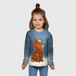 Детский лонгслив 3D Лошадка ловит снежинку - фото 2