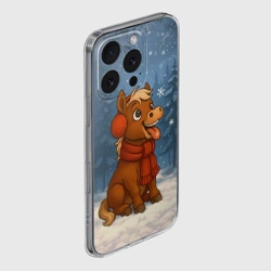 Чехол для iPhone 16 Pro Max силиконовый с защитой камеры Лошадка ловит снежинку - фото 2