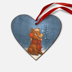 Деревянная игрушка Сердце Лошадка ловит снежинку