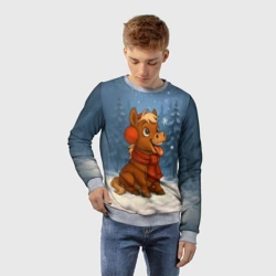 Детский свитшот 3D Лошадка ловит снежинку - фото 2