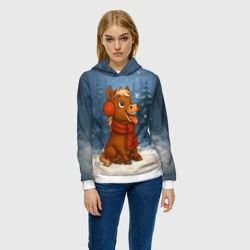 Женская толстовка 3D Лошадка ловит снежинку - фото 2