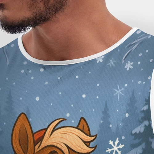 Мужская спортивная майка 3D Лошадка ловит снежинку - фото 6