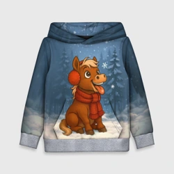 Детская толстовка 3D Лошадка ловит снежинку