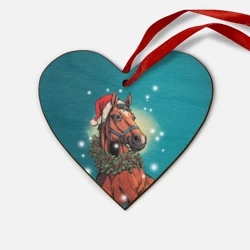 Деревянная игрушка Сердце Конь в шапке