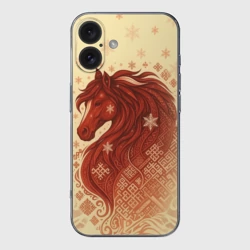 Чехол для iPhone 16 силиконовый с защитой камеры Славянский конь