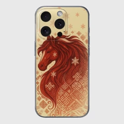 Чехол для iPhone 15 Pro силиконовый с защитой камеры Славянский конь