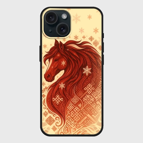 Чехол силиконовый для Apple iPhone 15 матовый Славянский конь