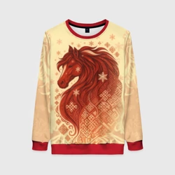 Женский свитшот 3D Славянский конь