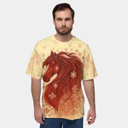 Мужская футболка oversize 3D Славянский конь - фото 2