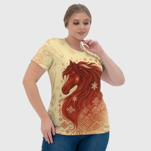 Женская футболка 3D с принтом Славянский конь - картинка 6 Женская футболка 3D Славянский конь - фото 6