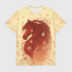 Мужская футболка 3D Славянский конь