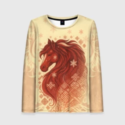 Женский лонгслив 3D Славянский конь