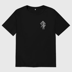 Женская футболка хлопок Oversize Став рун на удачу и силу