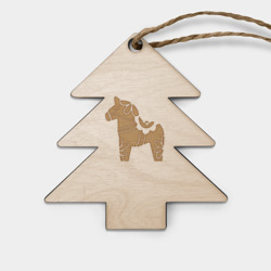 Игрушка деревянная Ёлочка с гравировкой Лошадка 2026