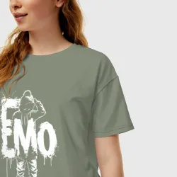 Женская футболка хлопок Oversize Эмо чел - фото 2