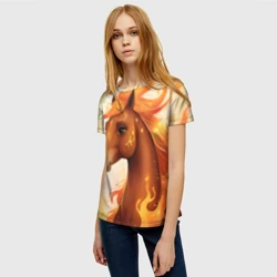 Женская футболка 3D Милая огненная лошадь - фото 2