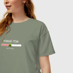 Женская футболка хлопок Oversize Загрузка - Новый год скоро - фото 2