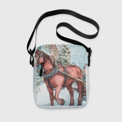 Сумка через плечо 3D Лошадка везет новогодние  подарки 