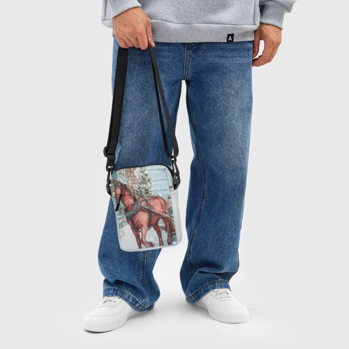 Сумка через плечо 3D Лошадка везет новогодние  подарки  - фото 4