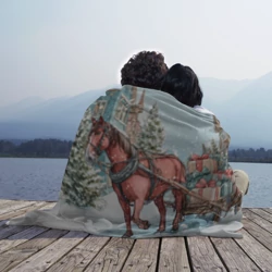 Плед 3D Лошадка везет новогодние  подарки  - фото 2