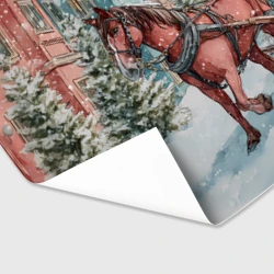 Бумага для упаковки 3D Лошадка везет новогодние  подарки  - фото 2