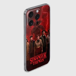 Чехол для iPhone 15 Pro силиконовый с защитой камеры Герои и демогоргон Загадочные события финал - фото 2