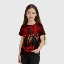 Детская футболка 3D Герои и демогоргон Загадочные события финал - фото 2