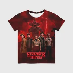 Детская футболка 3D Герои и демогоргон Загадочные события финал