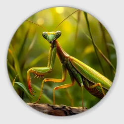Круглый коврик для мышки Большой зеленый богомол
