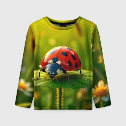 Детский лонгслив 3D Солнечное очарование божьей коровки