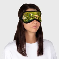 Маска для сна 3D Зелёный кузнечик на лугу - фото 2