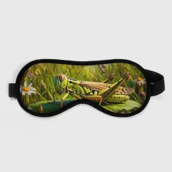 Маска для сна 3D Зелёный кузнечик на лугу