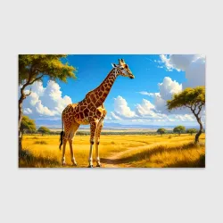 Бумага для упаковки 3D Жираф в солнечной саванне