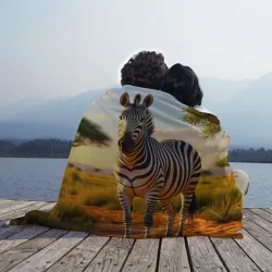 Плед 3D Зебра в саванне - фото 2