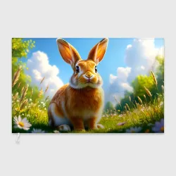 Флаг 3D Солнечный кролик на лугу