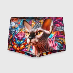 Детские купальные плавки 3D Sphynx on a graffiti background