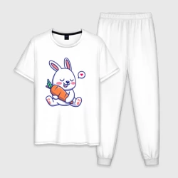 Мужская пижама хлопок Милый зайчик с морковкой
