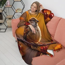 Плед с рукавами Воробей на рябиновой ветке - фото 2