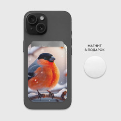 Картхолдер Magsafe магнитный Снегирь на зимней ветке - фото 2