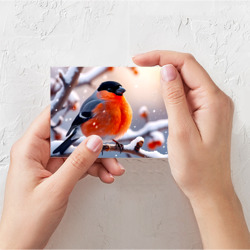 Поздравительная открытка Снегирь на зимней ветке - фото 2