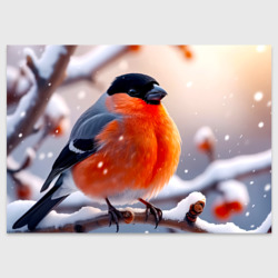 Поздравительная открытка Снегирь на зимней ветке