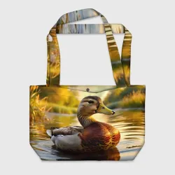 Пляжная сумка 3D Утка на пруду