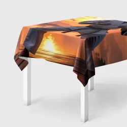 Скатерть 3D Сакура и каратист