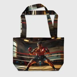 Пляжная сумка 3D Кикбоксер в стойке