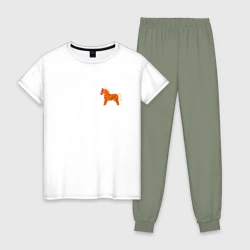 Женская пижама с белой футболкой хлопок Красный конек