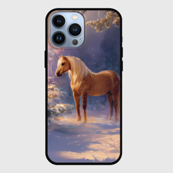 Чехол для iPhone 13 Pro Max Лошадка в новогоднем лесу