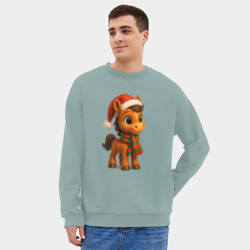 Мужской свитшот oversize без начеса хлопок Новогодняя лошадка 2026 - фото 2