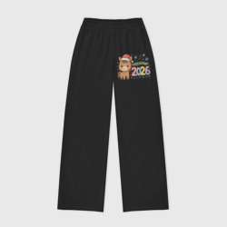 Женские брюки oversize без начеса хлопок Новогодняя  лошадка 2026